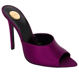Saint Laurent-Saint Laurent Goldie Mules In Satin Crepe Purple-Purple