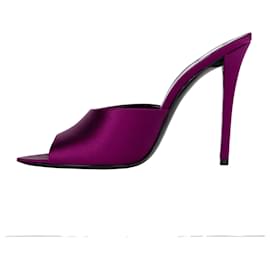Saint Laurent-Saint Laurent Goldie Mules In Satin Crepe Purple-Purple