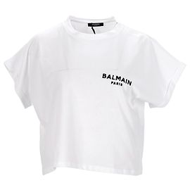 Top corto Balmain en blanco Blanco