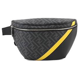 Fendi-Fendi Zucca Diagonal Belt Bag-Brown,Black,Yellow