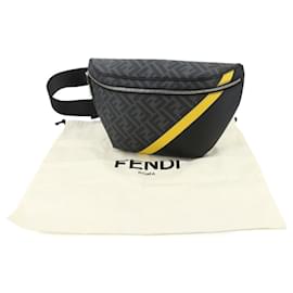 Fendi-Fendi Zucca Diagonal Belt Bag-Brown,Black,Yellow