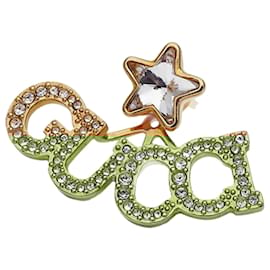 Gucci-Gucci Gold Stud Earrings with Rhinestones-Golden