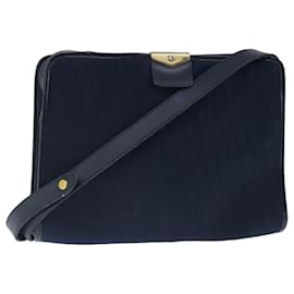 Christian Dior-Christian Dior Trotter Canvas Shoulder Bag Navy Gold Auth ep6477-Golden,Navy blue
