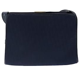 Christian Dior-Christian Dior Trotter Canvas Shoulder Bag Navy Gold Auth ep6477-Golden,Navy blue