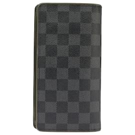 Louis Vuitton-LOUIS VUITTON Damier Graphite Portefeuille Brazza Long Wallet N62665 Auth 99242-Damier ebene