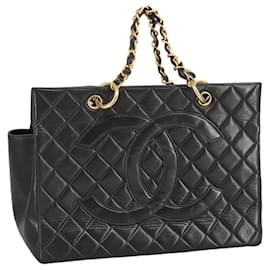 Chanel-CHANEL Matelasse Chain Hand Bag Lamb Skin Black Gold CC Auth yk15908A-Black,Golden