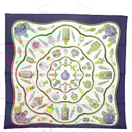 Hermès-HERMES Carre 90 Scarf ""Pourvu qu'on ait l'ivresse"" Silk Blue White Auth 99530-White,Blue