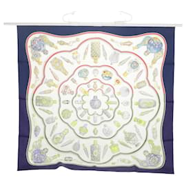 Hermès-HERMES Carre 90 Scarf ""Pourvu qu'on ait l'ivresse"" Silk Blue White Auth 99530-White,Blue