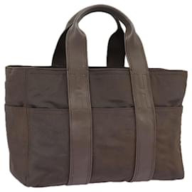 Hermès-HERMES Acape Luco PM Sac Tote Nylon Marron Argent Auth bs19634-Marron,Argenté