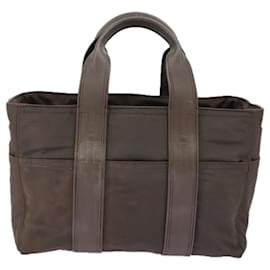 Hermès-HERMES Acape Luco PM Sac Tote Nylon Marron Argent Auth bs19634-Marron,Argenté