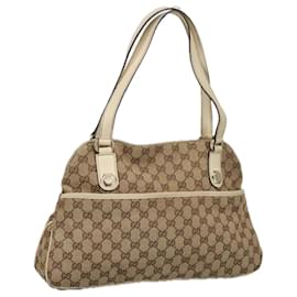 Gucci-GUCCI GG Canvas Tote Bag Beige Gold 163288 Auth 99307-Beige,Golden