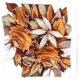 Dior Silk Scarf Floral Pattern Orange Orange
