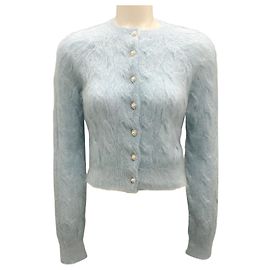 Paco Rabanne Light Blue Kabelstrick-Mohair-Cardigan Blau