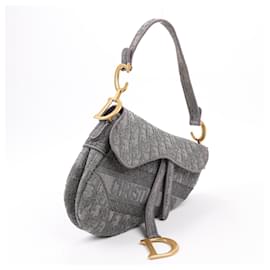 Dior-Christian Dior Oblique Saddle Bag Jacquard × Leather One Shoulder Bag in Gray-Grey