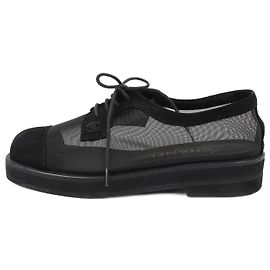 Chanel Coco CC Cap Toe Oxfords Mesh with Suede in Black, Size 37 EU Black