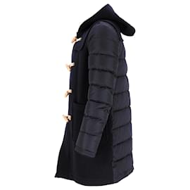 Moncler-Moncler Long Padded Coat in Black Wool-Black