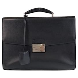 Bally-Bally Leather Business Briefcase-Black