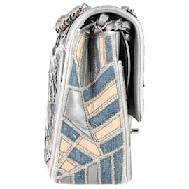 Chanel- Chanel Medium Classic Patchwork Double Flap Shoulder Bag in Multicolor Denim-Multiple colors