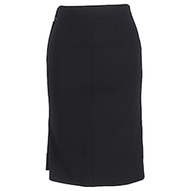 Dolce & Gabbana- Dolce & Gabbana Midi Pencil Skirt in Black Wool-Black