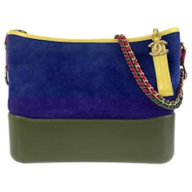 Chanel-Chanel Gabrielle Suede Leather Shoulder Bag-Blue