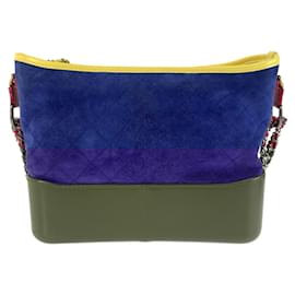 Chanel-Chanel Gabrielle Suede Leather Shoulder Bag-Blue