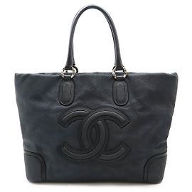 Chanel Coco Mark Caviar Tote Bag Black