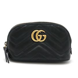 Gucci GG Marmont Leather Cosmetic Case Black Black