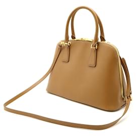 Prada-Prada Saffiano Lux Leather 2WAY Dome Handbag-Brown