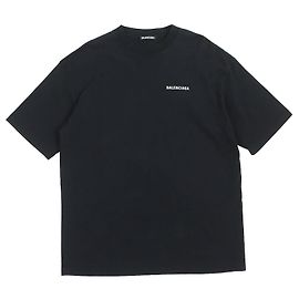 Camiseta oversized con estampado de logo Balenciaga negra XS Negro