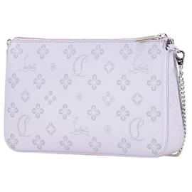 Christian Louboutin-Christian Louboutin Logo Chain Shoulder Bag Purple Leather-Purple