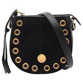 Chloé See by Chloe Kriss Suede Leather Shoulder Bag Black