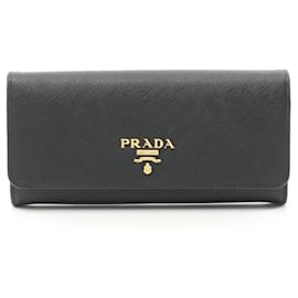 Prada-Prada Saffiano Leather Bifold Long Wallet-Black