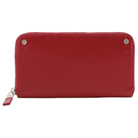 Balenciaga-Balenciaga Red Leather Zip Wallet 541996-Red