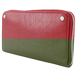 Balenciaga-Balenciaga Red Leather Zip Wallet 541996-Red