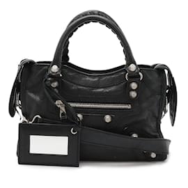 Balenciaga-Balenciaga Leather Giant Mini City Handbag-Black