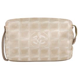 Chanel New Travel Line Nylon Jacquard Pouch Beige