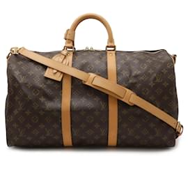 Louis Vuitton-Louis Vuitton Monogram Keepall Bandouliere 50 Travel Bag M41416-Brown