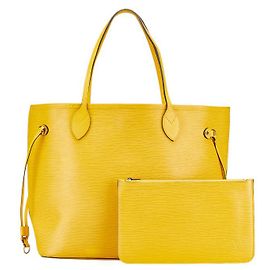 Louis Vuitton Neverfull MM Tote Bag Yellow Leather Yellow