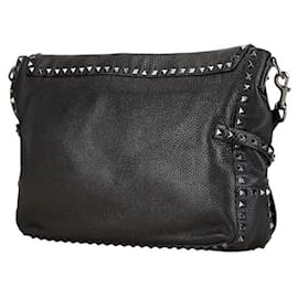 Valentino-Valentino Rockstuds Leather Shoulder Bag-Black
