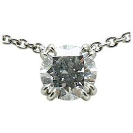 Harry Winston-Harry Winston Platinum Round Cut Solitaire Necklace-Other