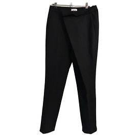 Calça reta drapeada preta de lã Helmut Lang Preto