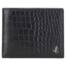 Jimmy Choo MARK Croc Embossed Bifold Wallet Black