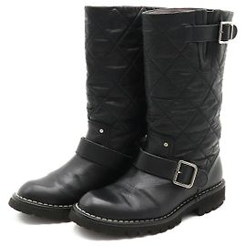 Botas de couro Matelassé da Chanel Preto