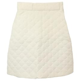 Fendi-Fendi High Waist Quilted Silk Skirt White-Other