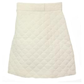 Fendi-Fendi High Waist Quilted Silk Skirt White-Other