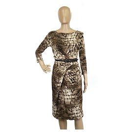 Vestido de lã de rayon stretch da Max Mara com cinto multicolorido Outro
