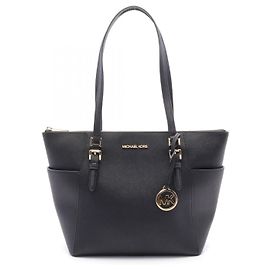 Michael Kors Charlotte große Leder-Tote-Tasche Schwarz