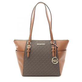 Bolsa tote de couro com lona revestida de PVC CHARLOTTE da Michael Kors Marrom