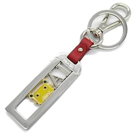 Prada-Prada Saffiano Leather Metal Keyring-Silvery