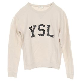 Moleton de algodão com logo Yves Saint Laurent YSL Bege